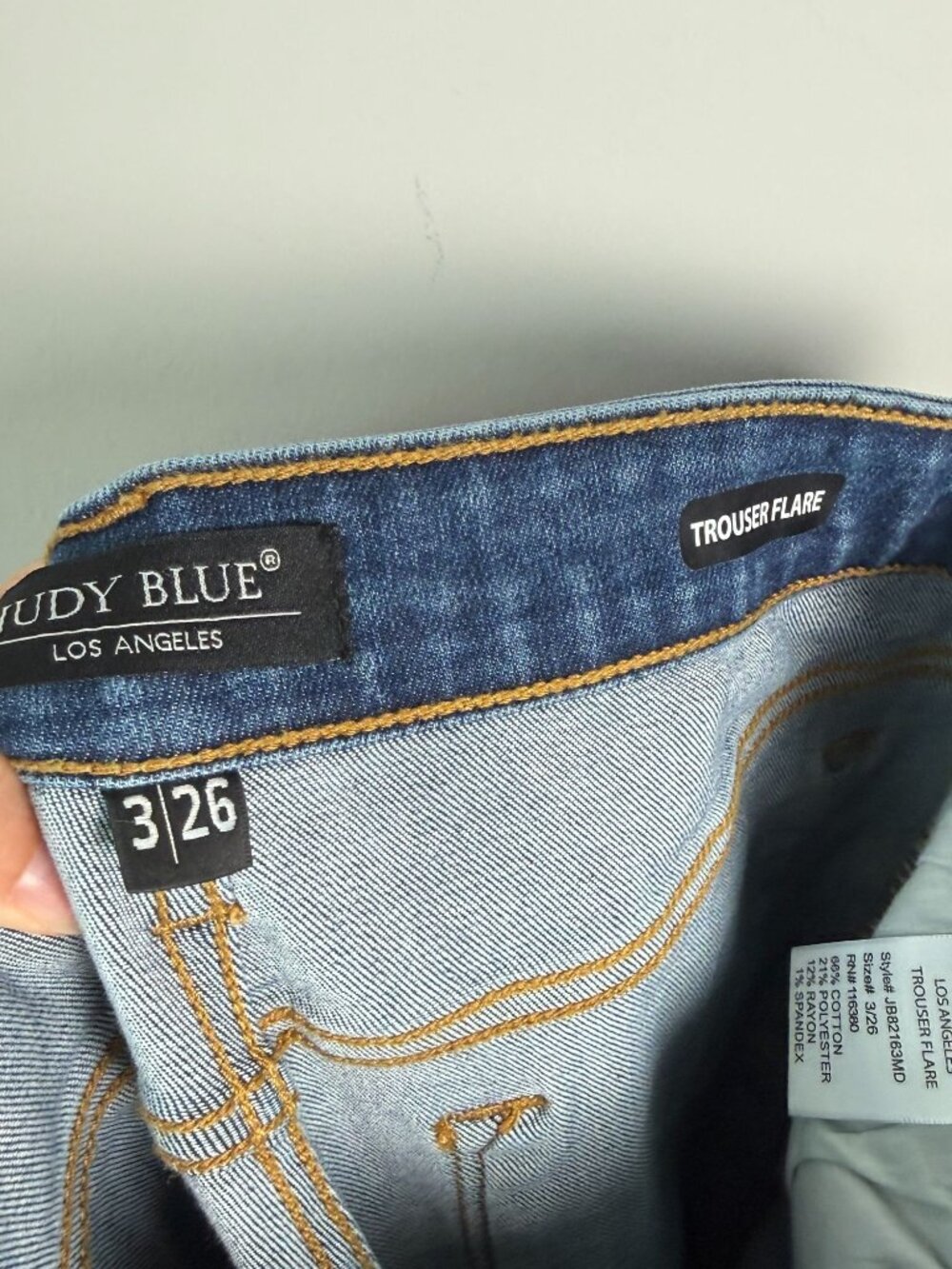 Judy Blue Trouser Flare Jeans Mid-Rise Medium Wash 3/26 Western Denim Tall Girl - Picture 7 of 9